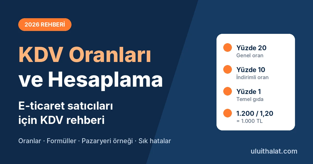 E-Ticarette KDV Oranları ve KDV Hesaplama: Satıcılar İçin 2026 Rehberi