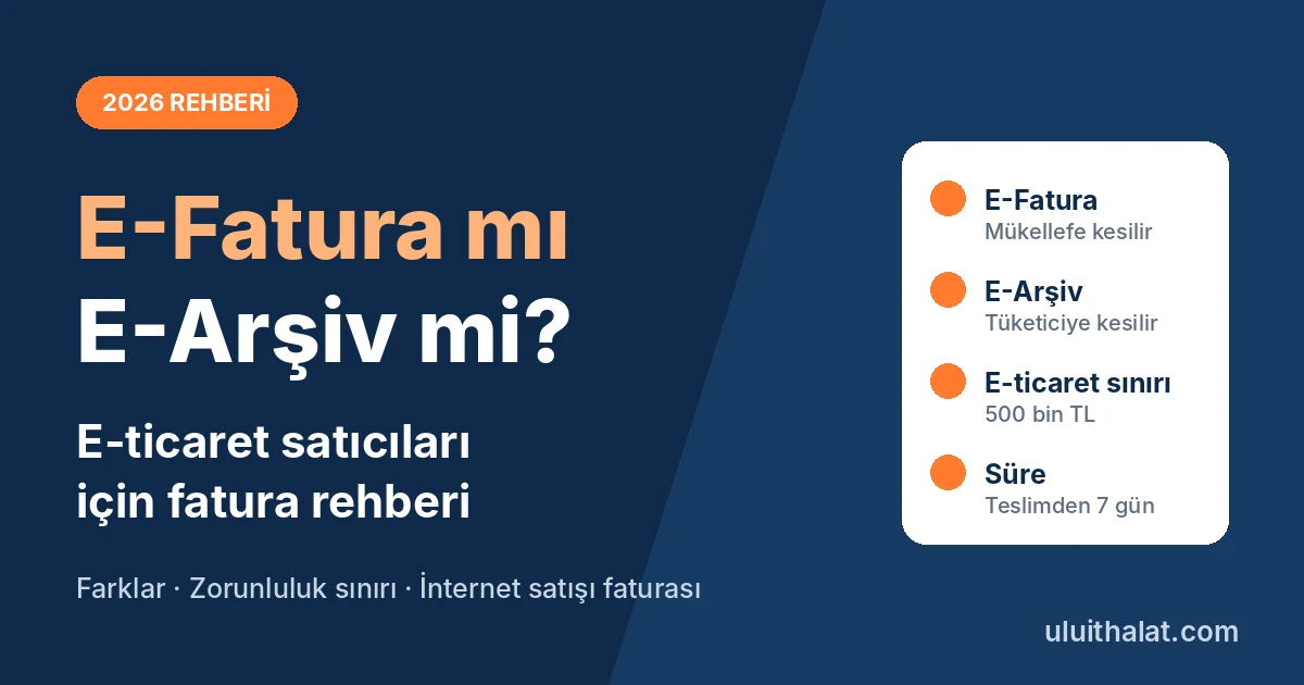 E-Fatura ve E-Arşiv Fatura Farkı: E-Ticaret Satıcıları İçin 2026 Rehberi