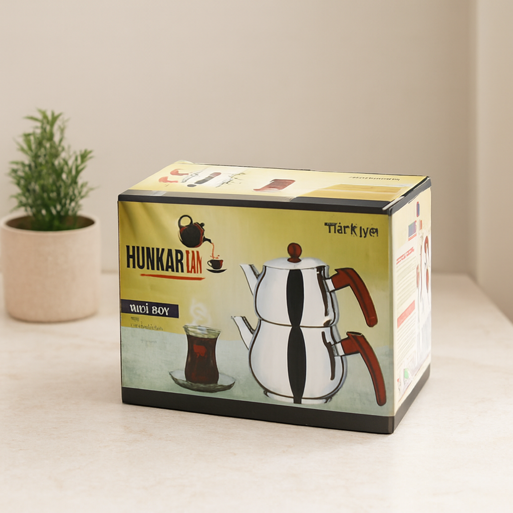 Midi Boy Çelik Çaydanlık Seti - Kendinden Süzgeçli Renkli Bakalit Kulplu (0.5L/0.75L)