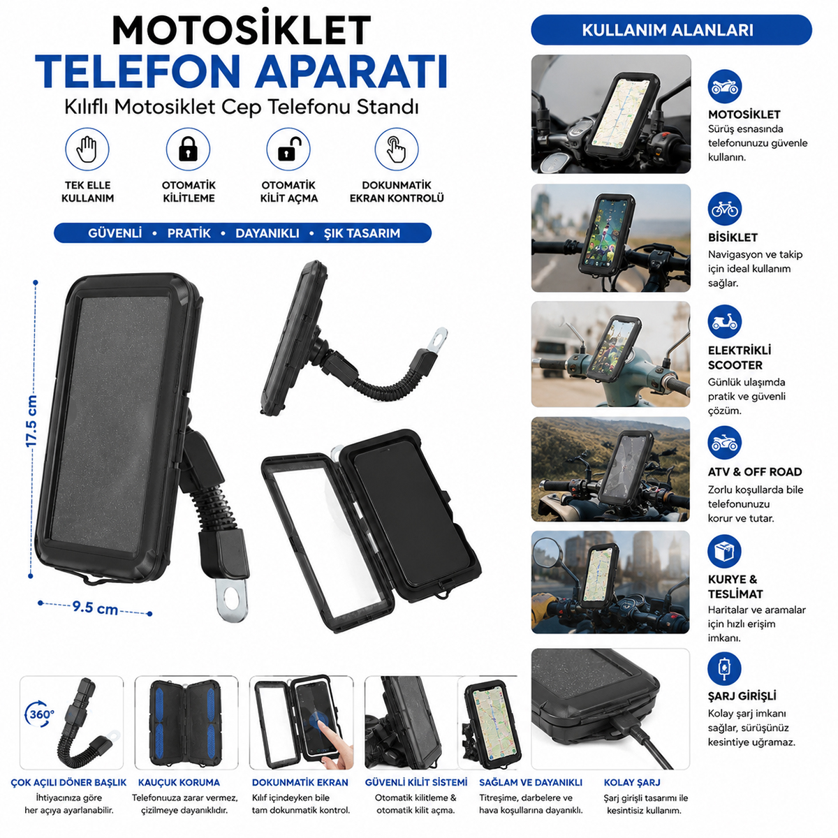 Motosiklet Telefon Tutucu (5.5"-6.2")