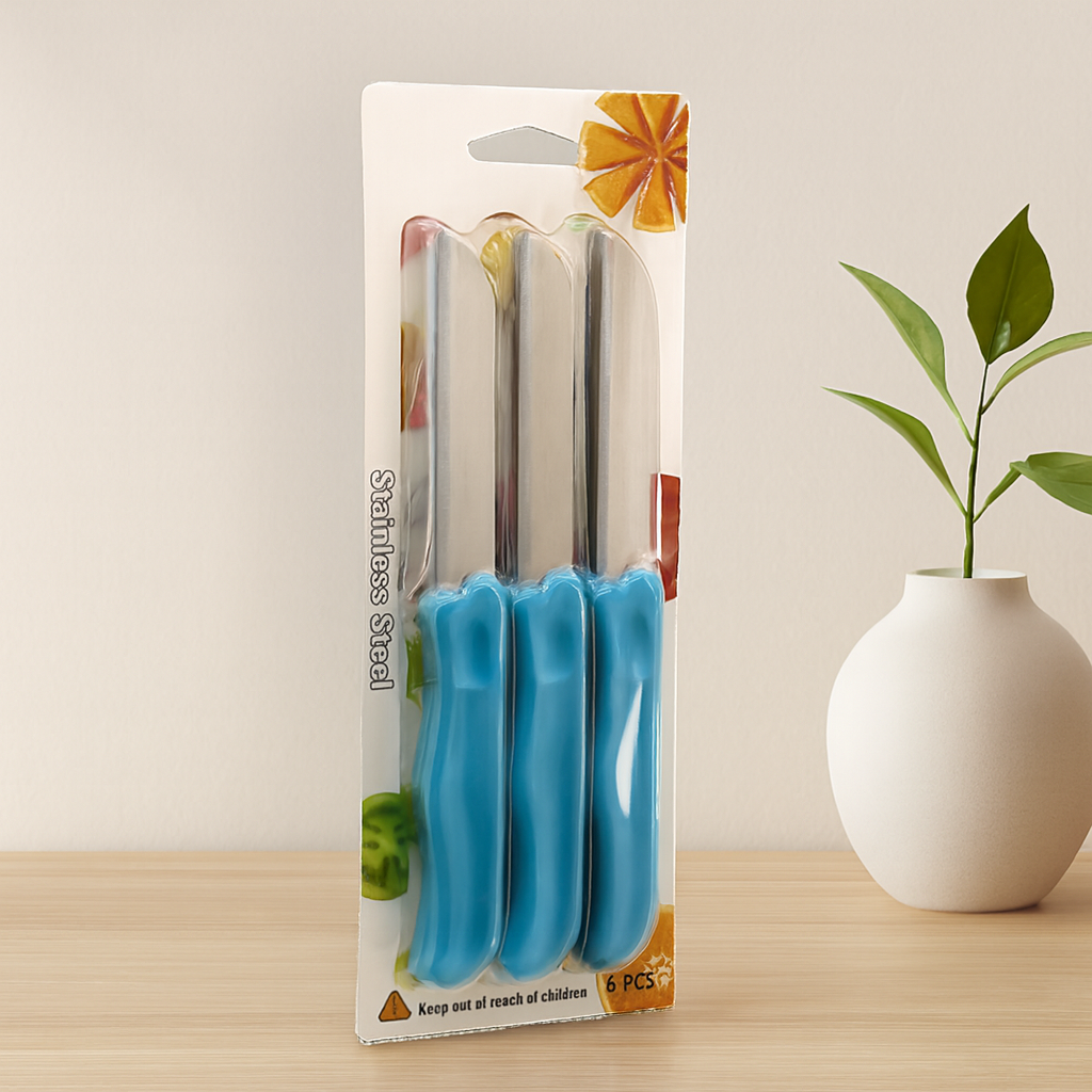 Meyve Bıçağı 6'lı Set - Renkli Plastik Saplı