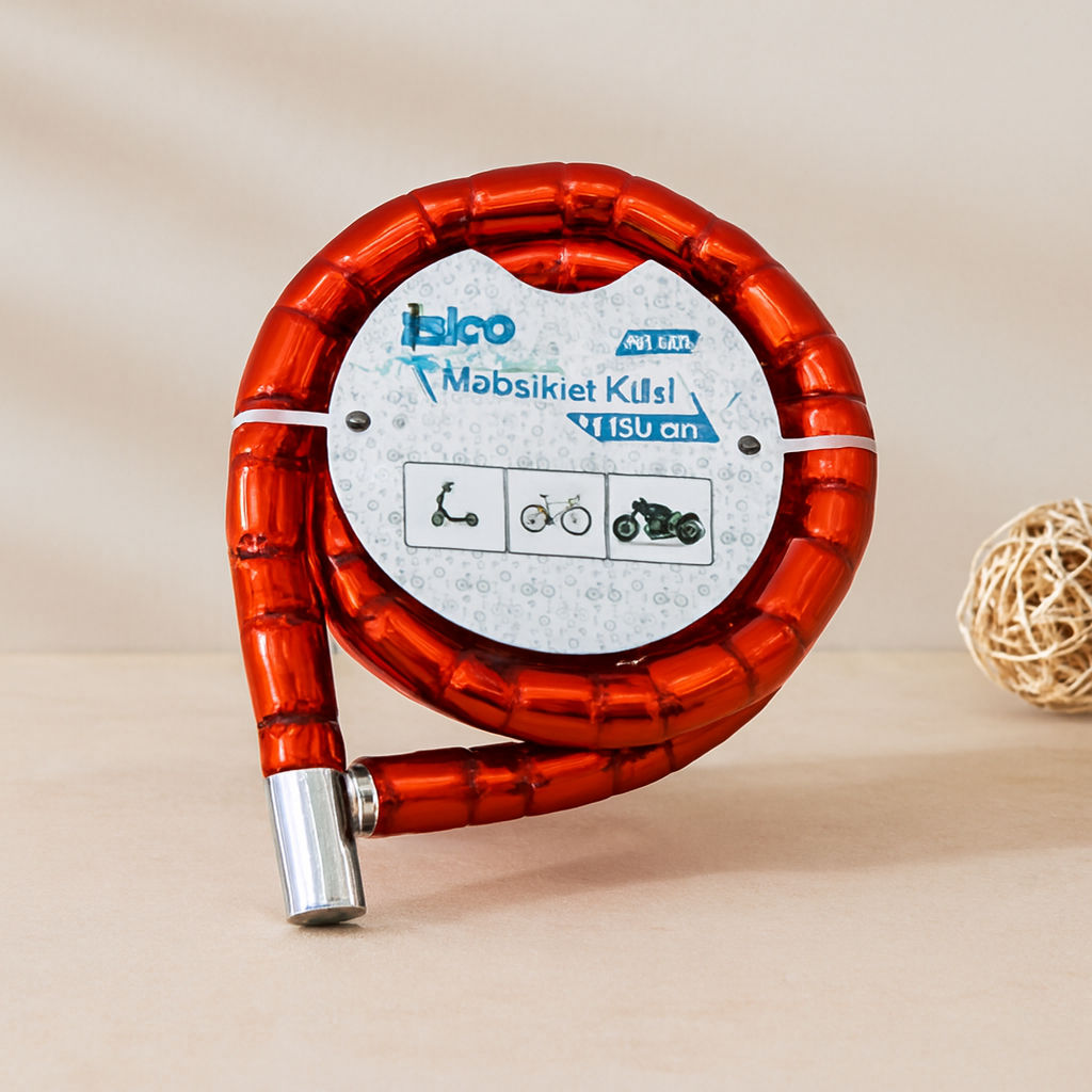 Tüp Anahtarlı Çelik Spiral Kilit 22mm x 150cm (Kırmızı)