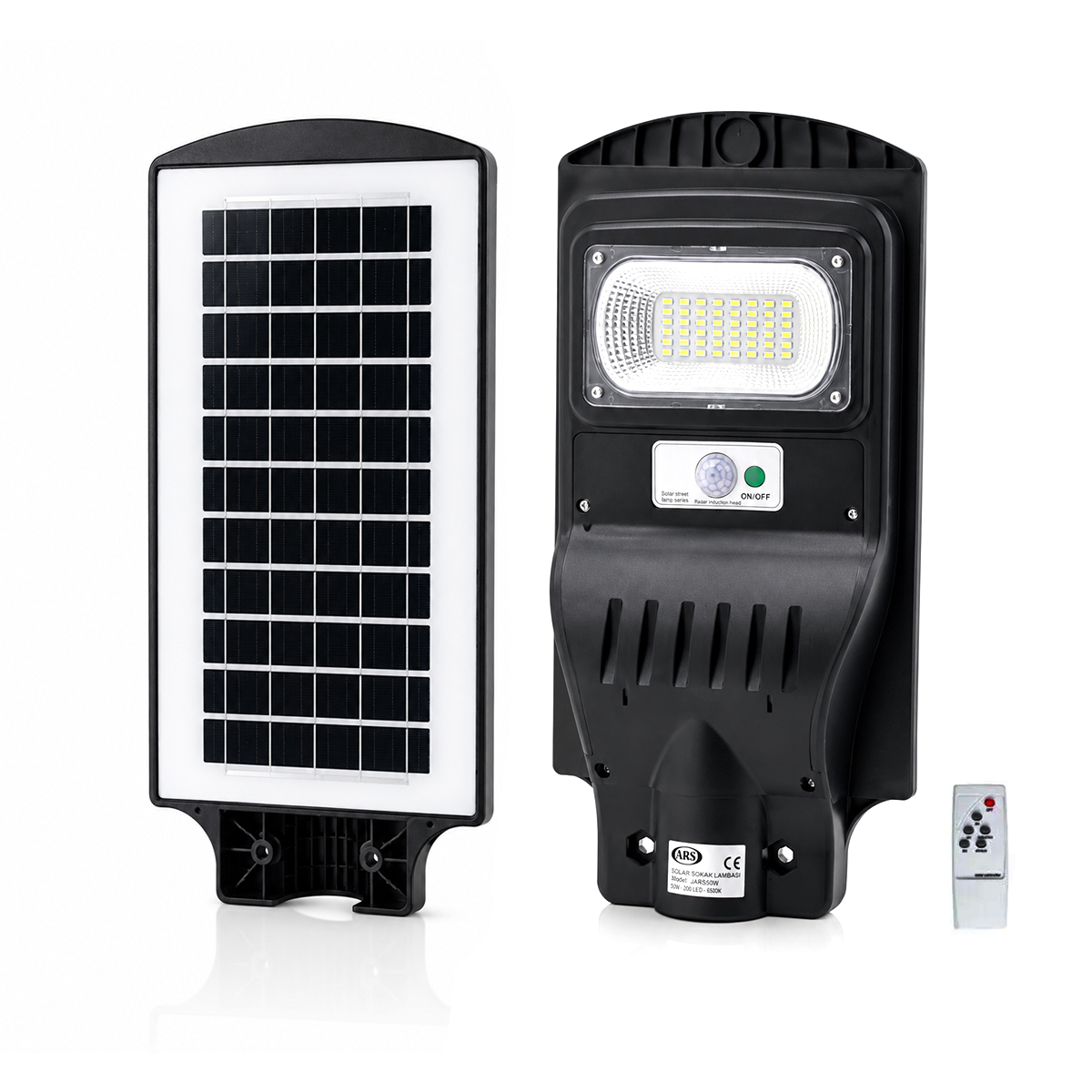 100W Güneş Enerjili Sokak Lambası 6500K Sensörlü Kumandalı