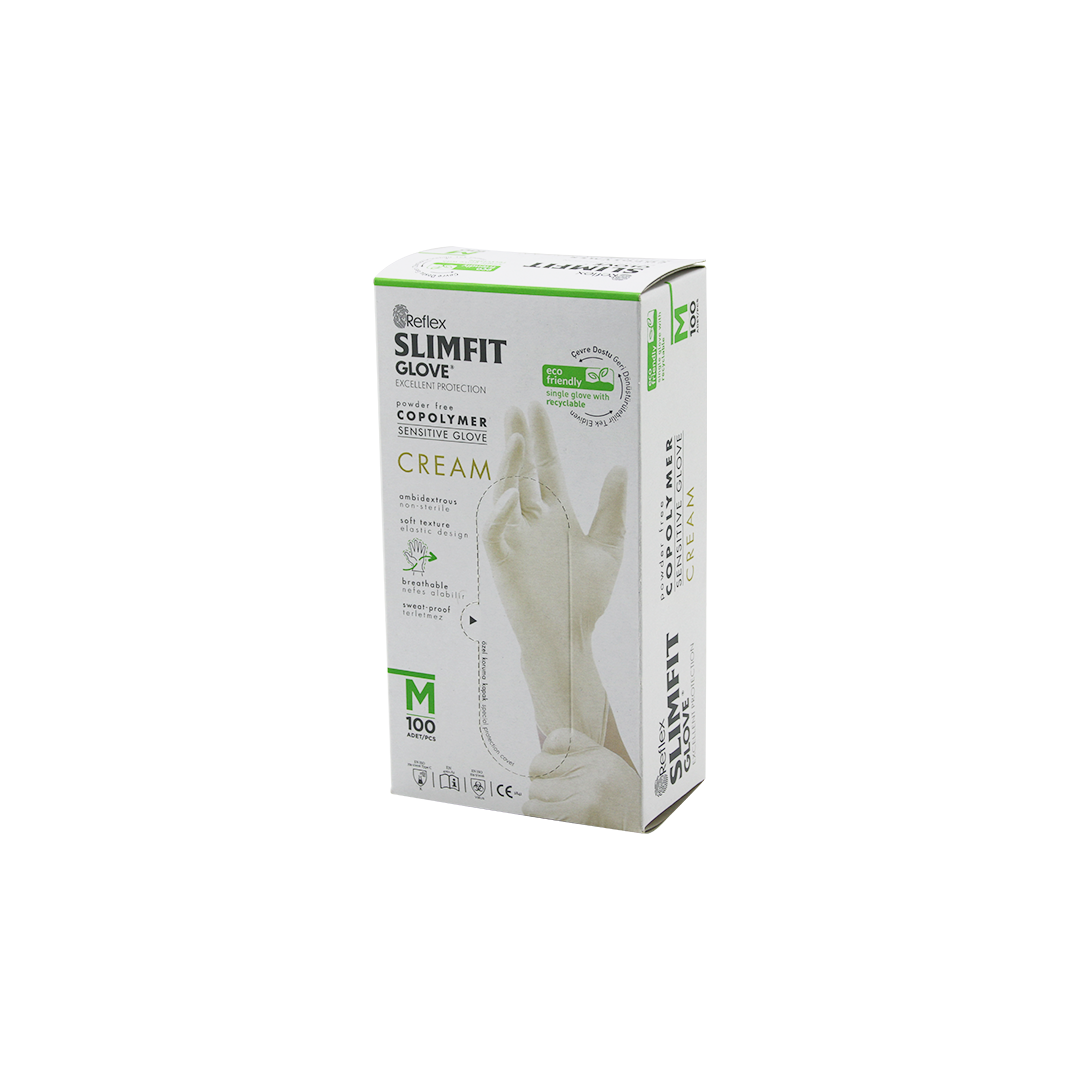 Slimfit Pudrasız Muayene Eldiven M Krem 100'lü