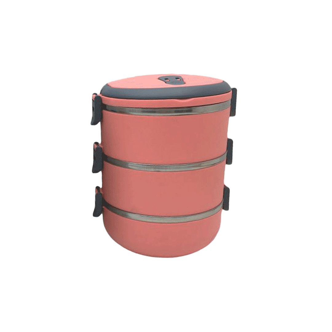 3'lü Sefer Tası Saklama Kabı 1.8 L Koyu Pembe