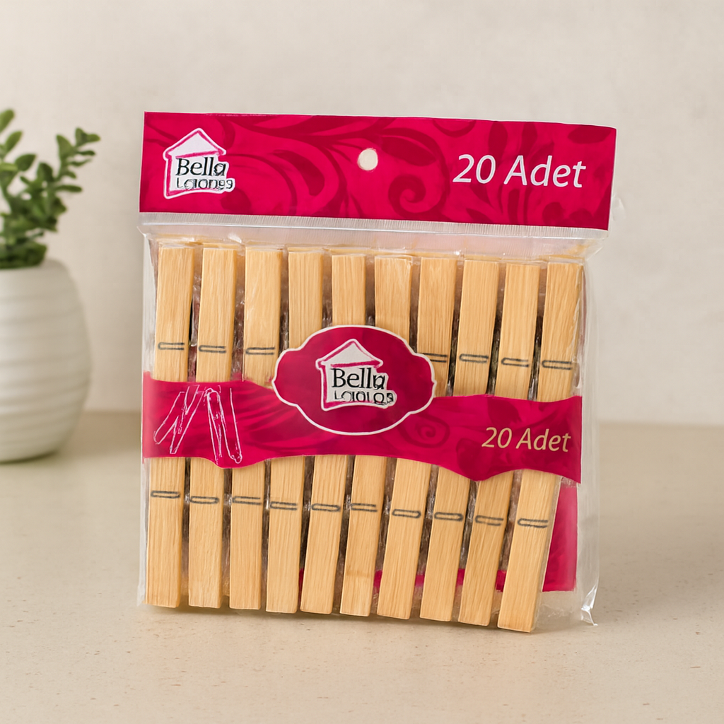 Ahşap Bambu Mandal - 20 Adet