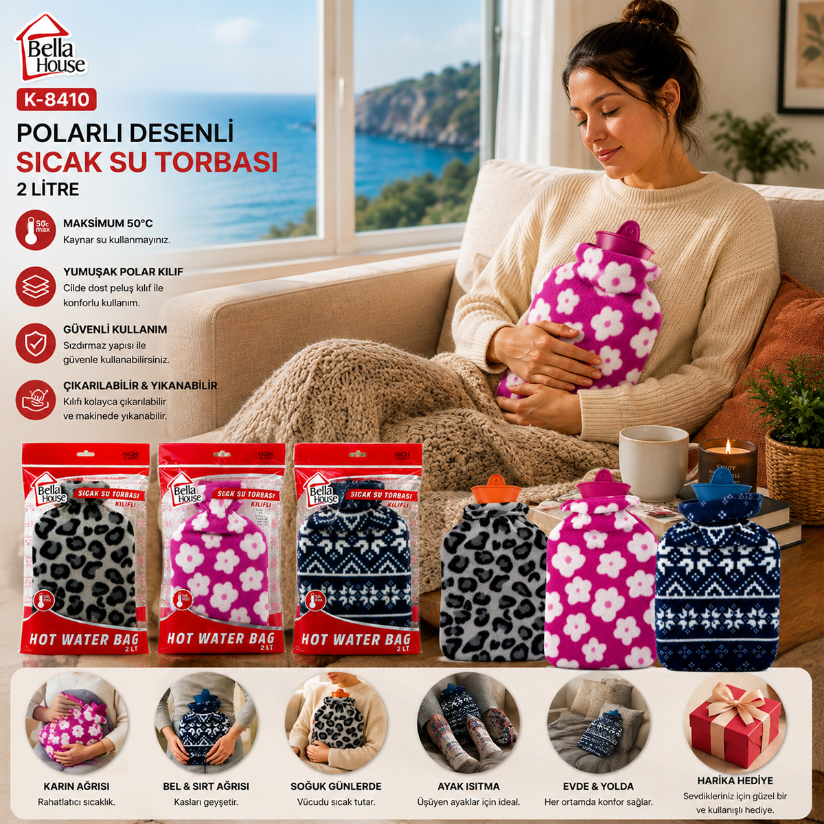 2 L Polar Kaplı Sıcak Su Torbası