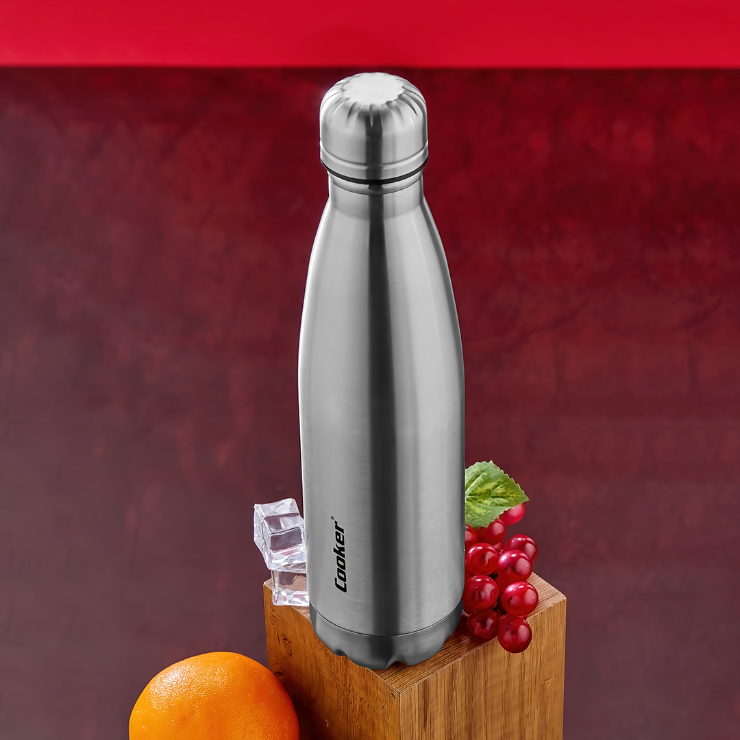 500 ml Paslanmaz Çelik Şişe Termos (Krom, Kaydırmaz Taban)