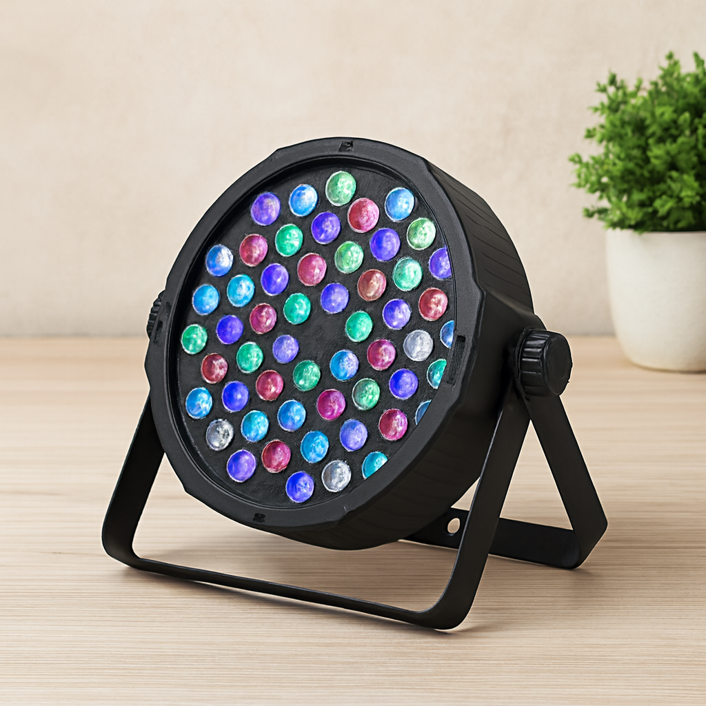 54 LED Sahne Işığı - 4 Renk, Ses Kontrollü, Yüksek Güç (AC110-220V)