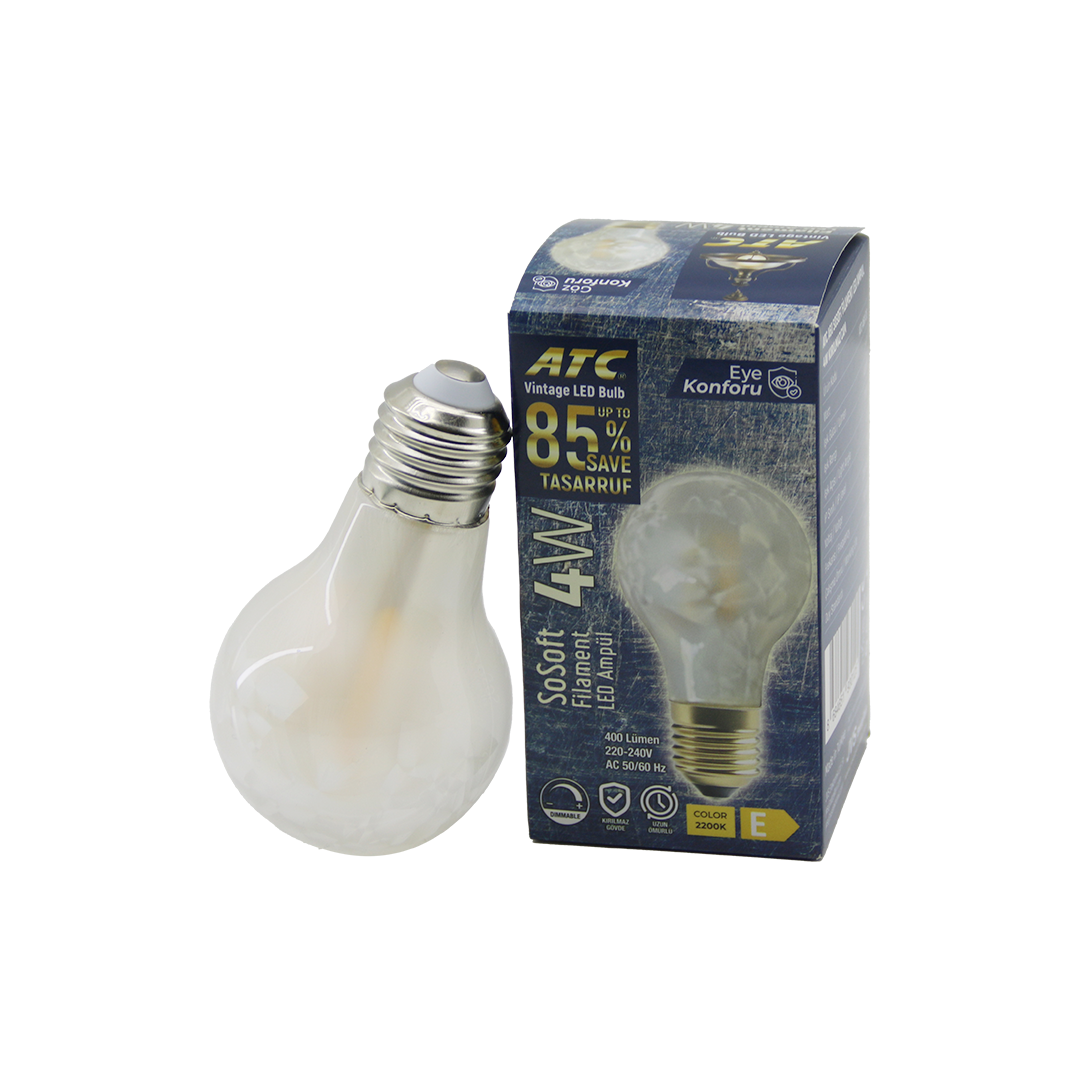LED Filament E27 4W 2200K 400 Lümen Rustik Ampul (Kırılmaz)