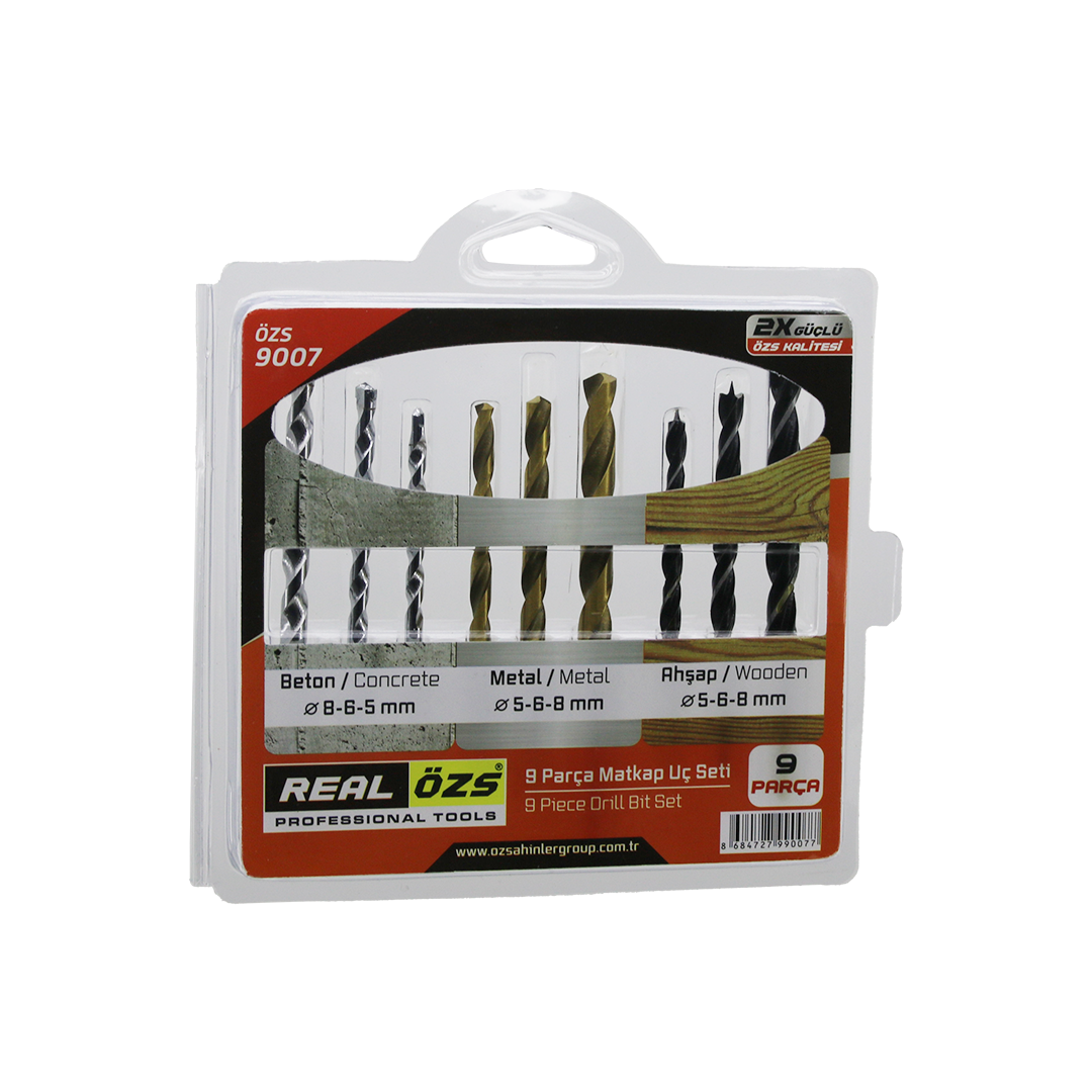9 Parça Matkap Ucu Seti – Beton/Metal/Ahşap (5/6/8 mm)