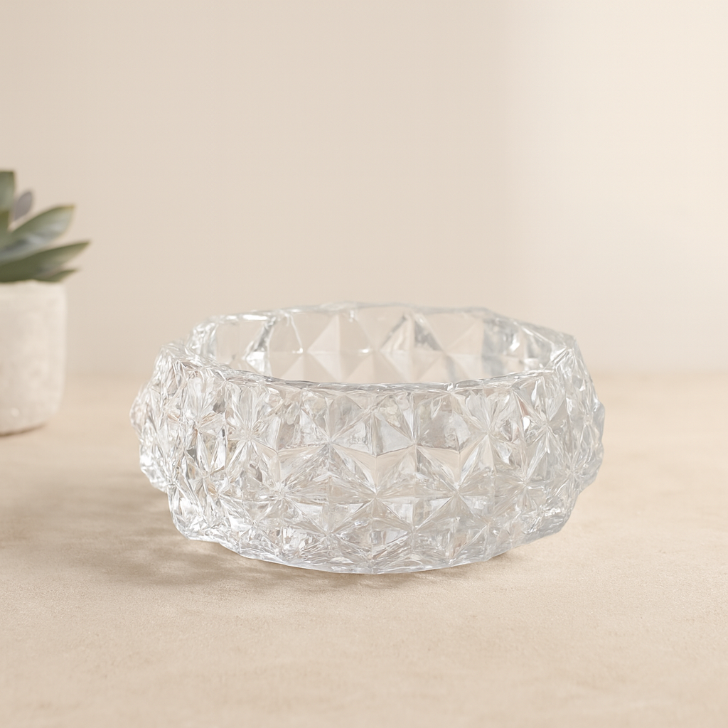 Yuvarlak Cam Küllük 12.8 cm (Diamond Kristal)