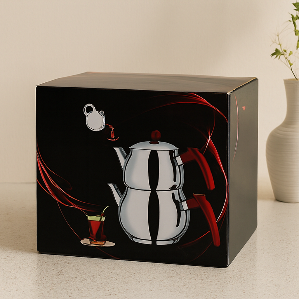 Paslanmaz Çelik Çaydanlık Seti (1L + 2L) Küre Model