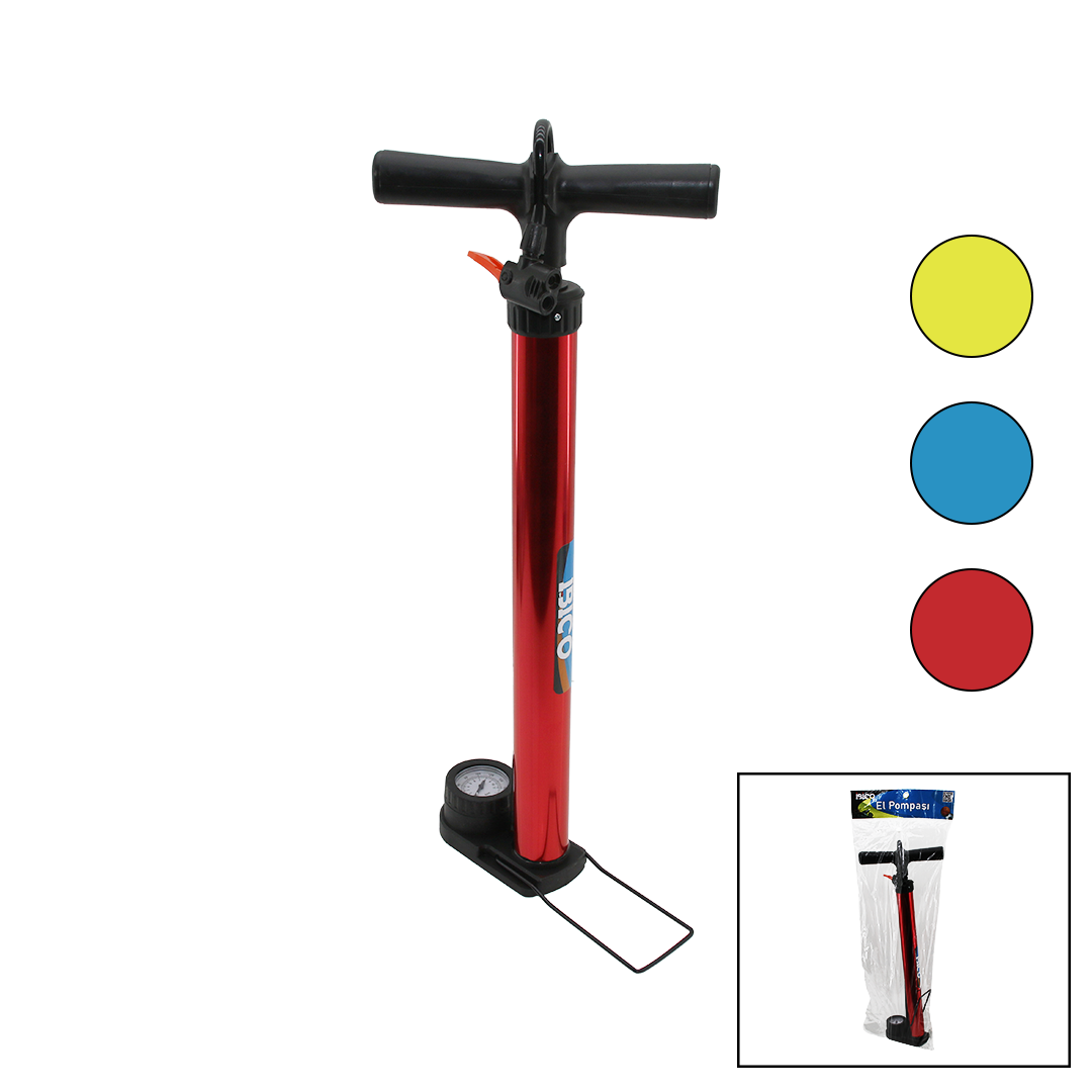 Saatli Metal Gövdeli El Pompası 55 cm (Bisiklet, Top, Motor)