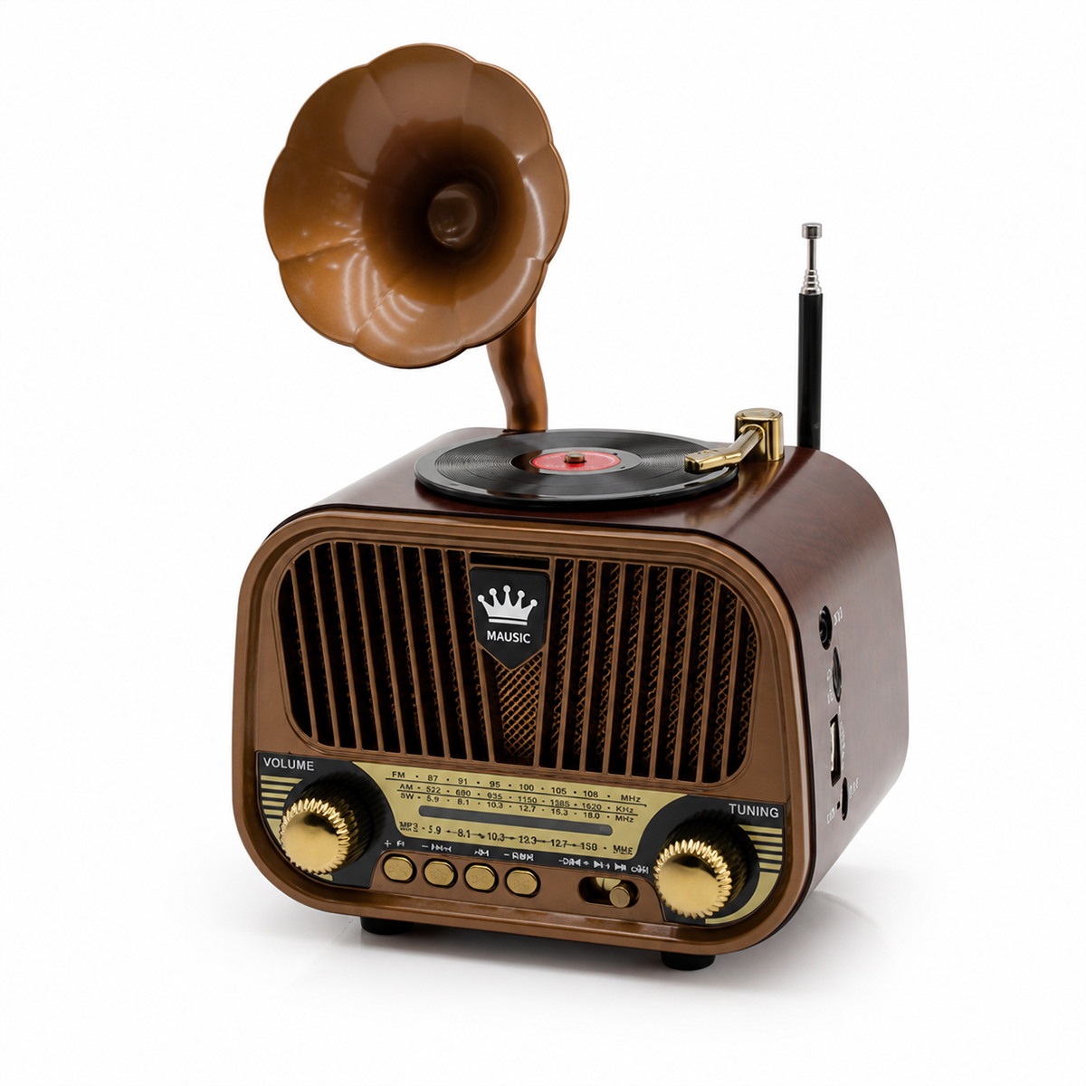 Nostaljik Bluetooth FM Radyo USB/TF MP3 Şarjlı Hoparlör