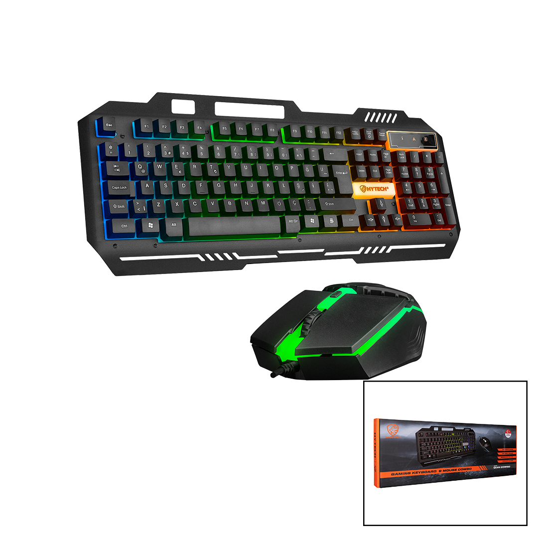 USB Kablolu RGB (Gökkuşağı) Işıklı Klavye ve Mouse Seti - 150 cm