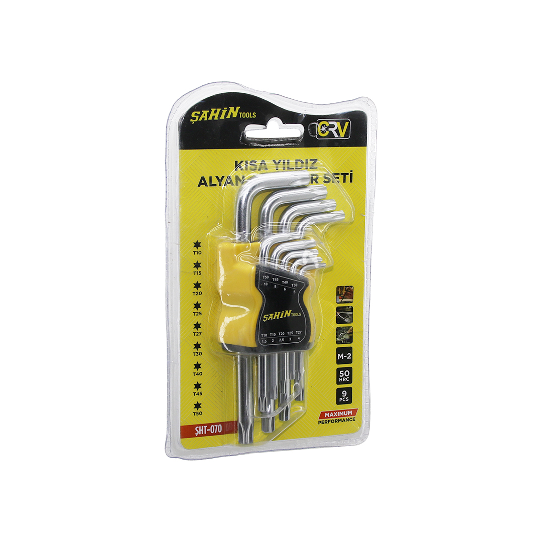 9 Parça Kısa Yıldız (Torx) Alyan Anahtar Seti
