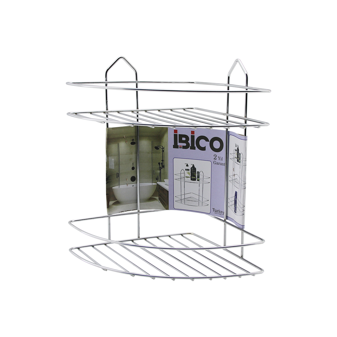 Krom Metal 2 Katlı Üçgen Banyo Köşeliği - Duş Rafı