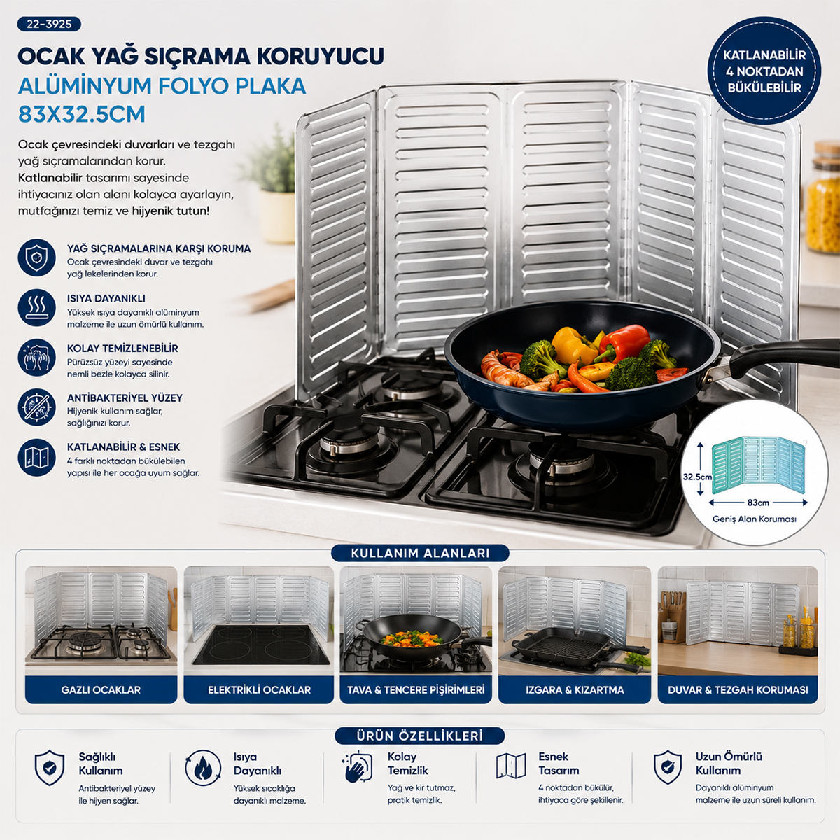 Ocak Yağ Sıçrama Koruyucu Alüminyum Folyo Plaka