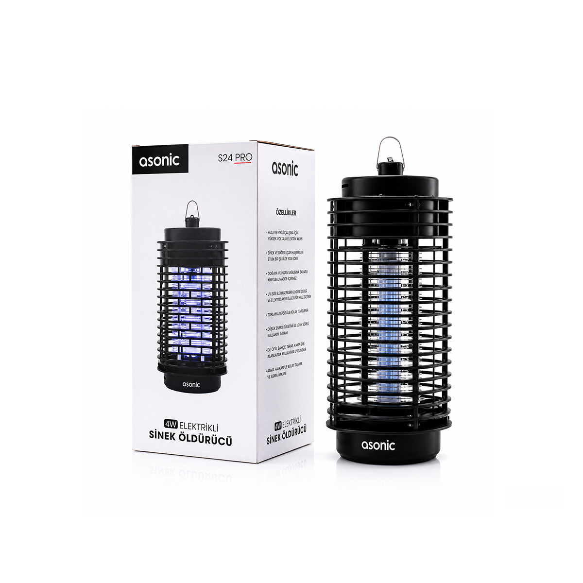 Taşınabilir LED Sinek Öldürücü 4W (Siyah)
