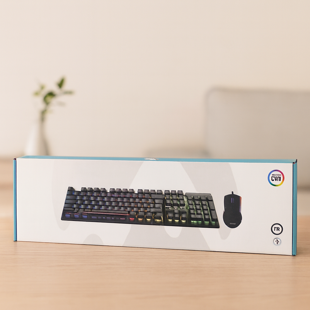 Kablolu RGB Oyuncu Klavye ve Mouse Seti - Siyah