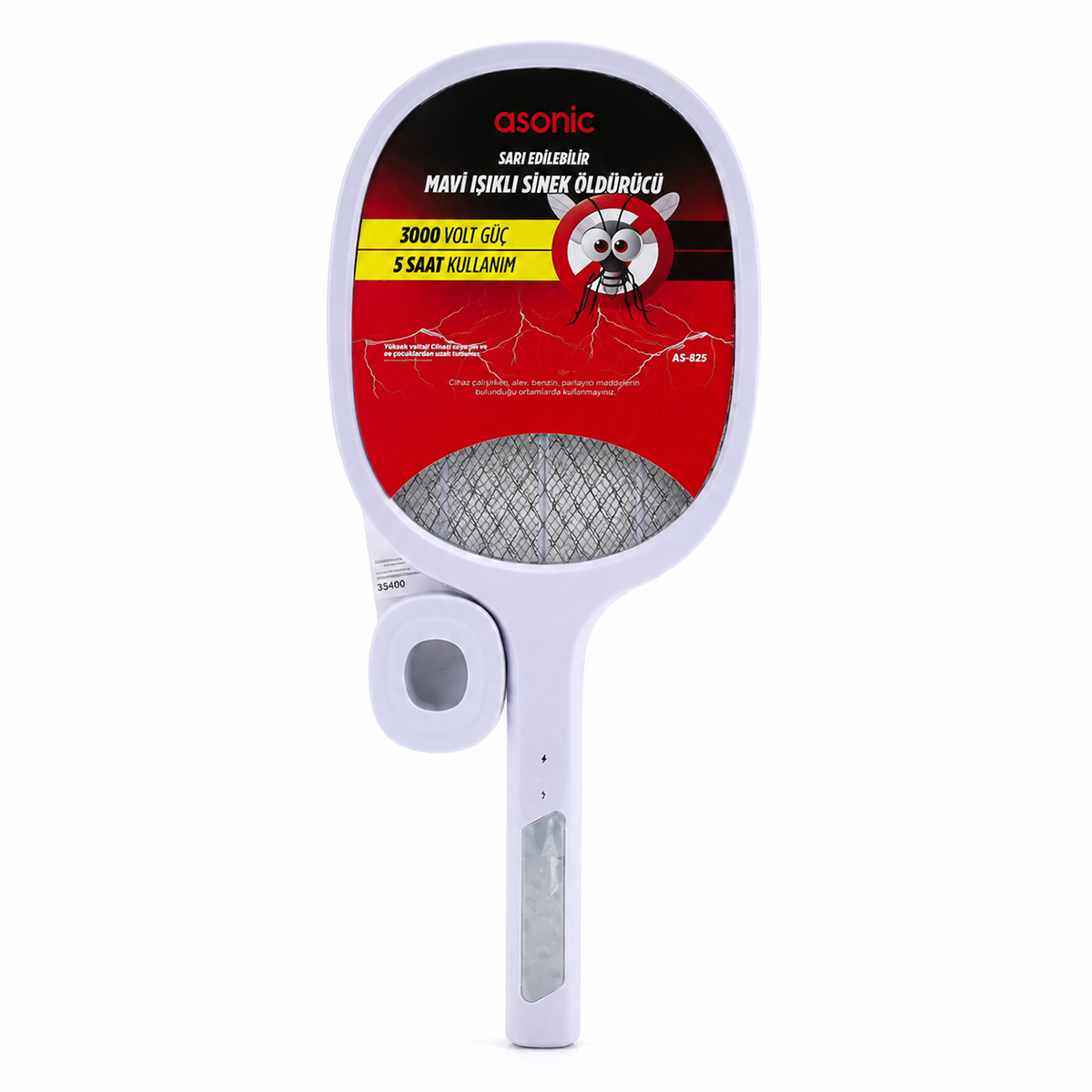Elektronik Sinek Öldürücü Raket (Type-C Şarjlı) Beyaz/Gri