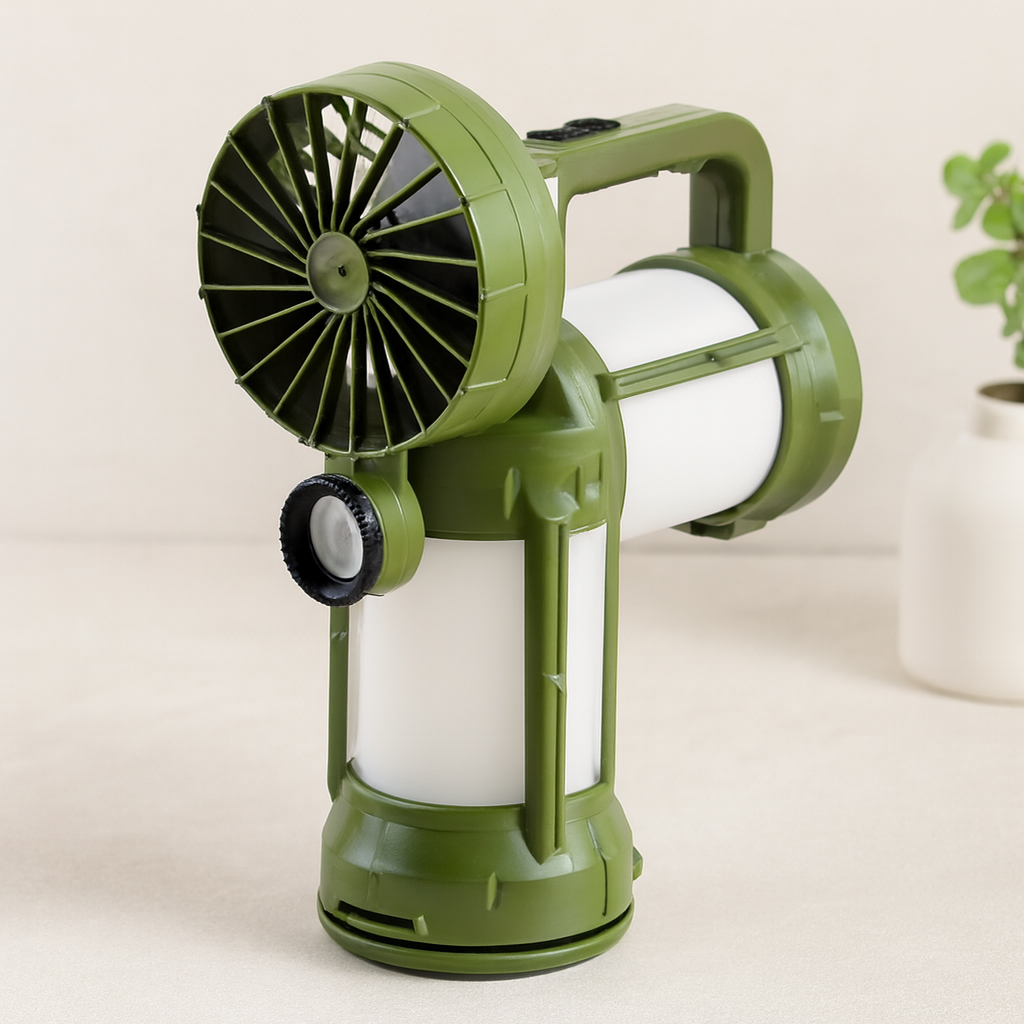 3-in-1 Solar USB Kamp Vantilatör ve Çift Fener