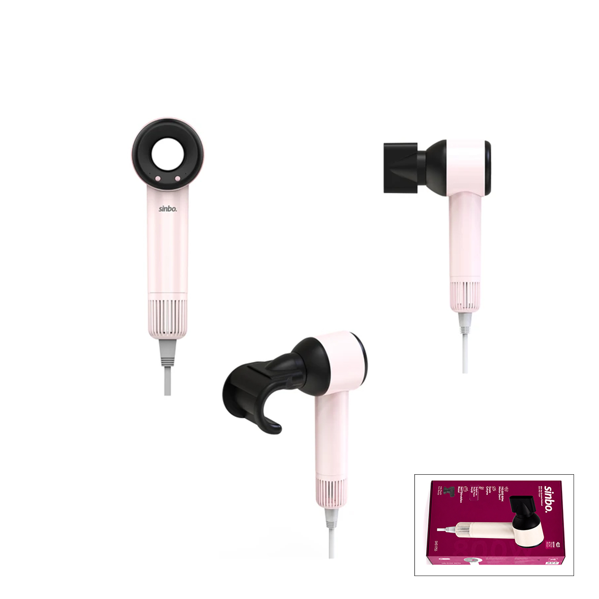 Pembe Saç Kurutma Makinesi - 110.000 RPM, 3 Hız & Isı Ayarı