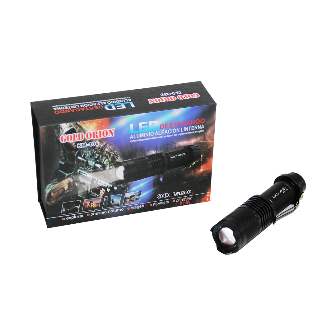 Zoomlu Şarjlı El Feneri 3000 Lumen Metal Kasa 12.5 cm