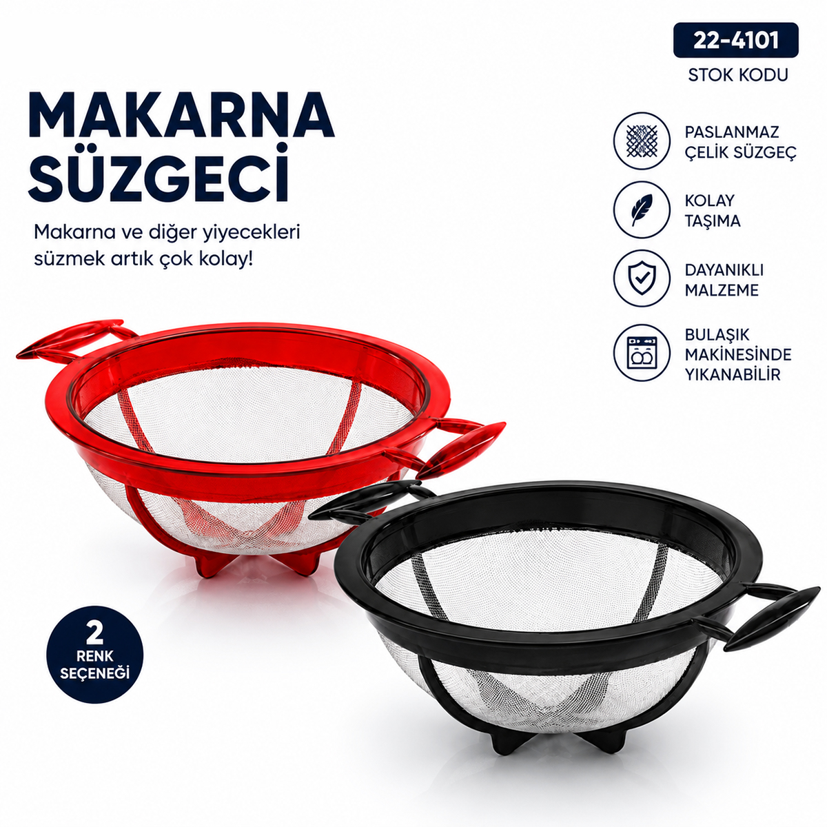 Küçük Plastik Makarna Süzgeci