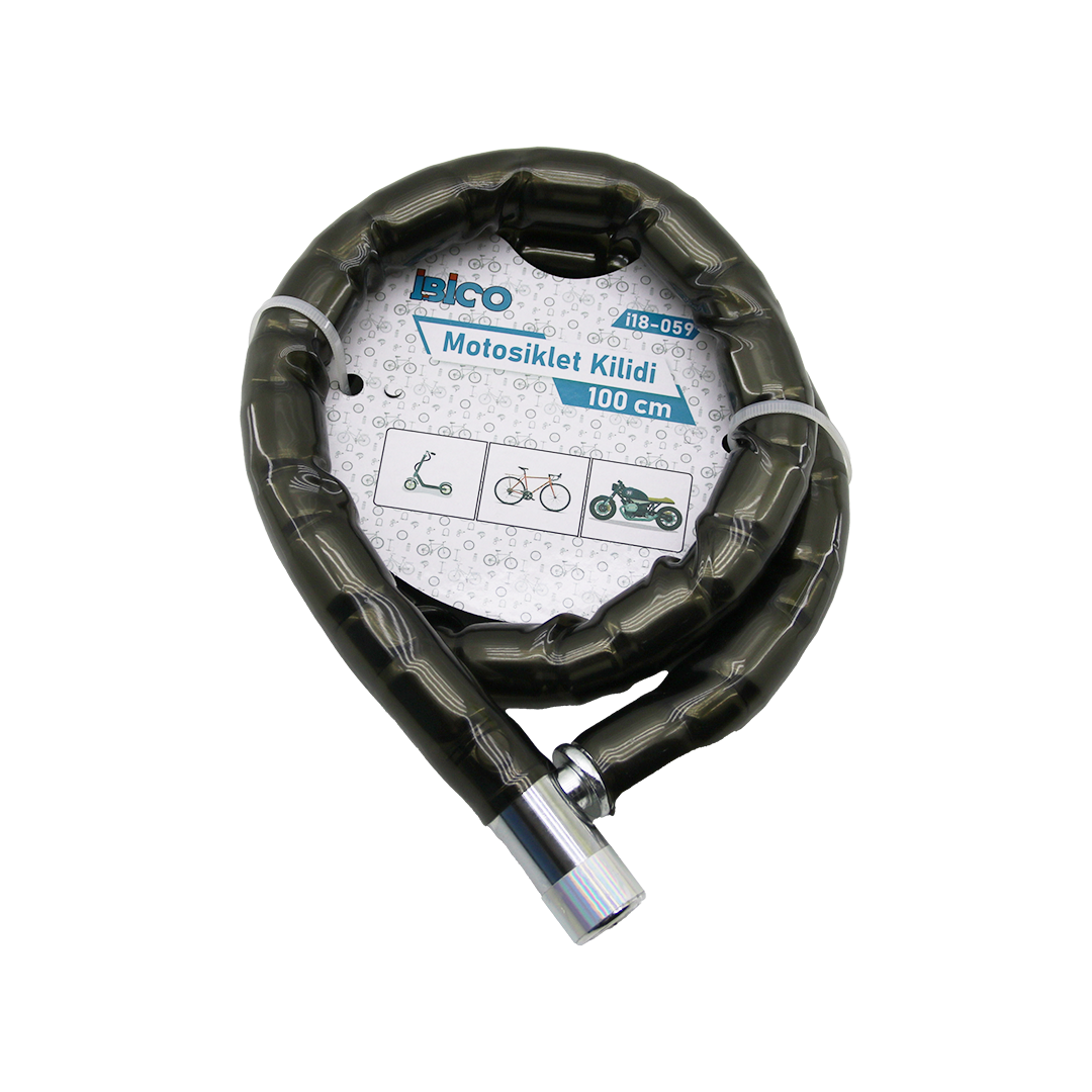 22mm x 100cm Çelik Spiral Kilit - Tüplü Anahtarlı Bisiklet & Motosiklet Kilidi