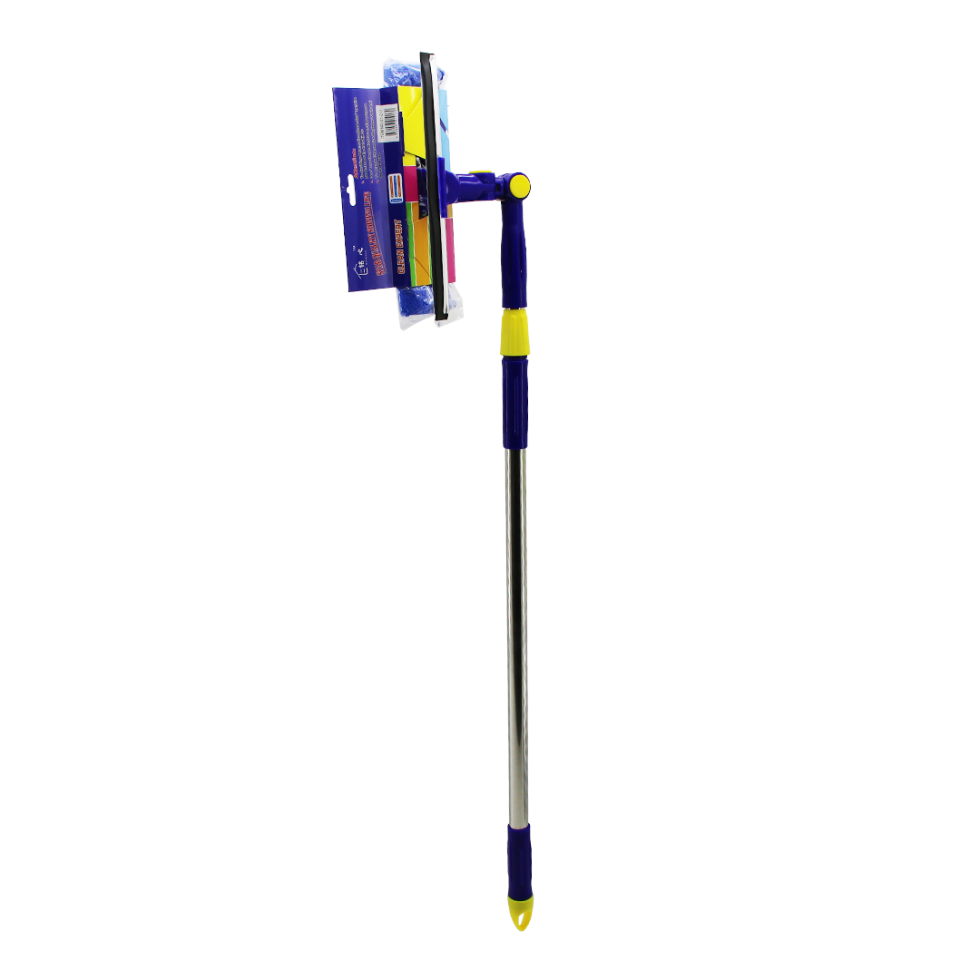 360° Başlıklı Uzayan Saplı 2'li Cam Sil ve Mikrofiber Mop 24.5 cm (85-133 cm)