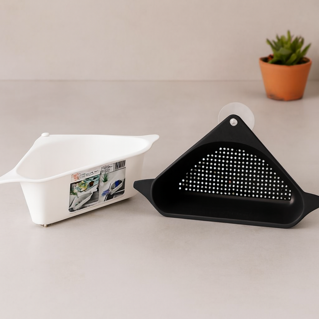 Süzgeçli Lavabo Köşe Rafı Vantuzlu Plastik