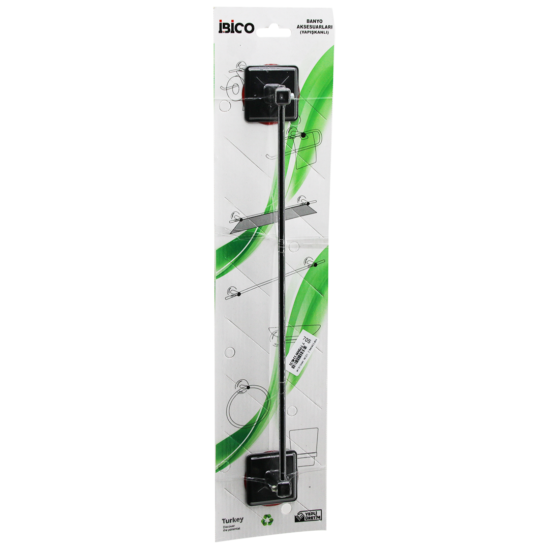 Siyah Metal Uzun Yapışkanlı Banyo Havluluk