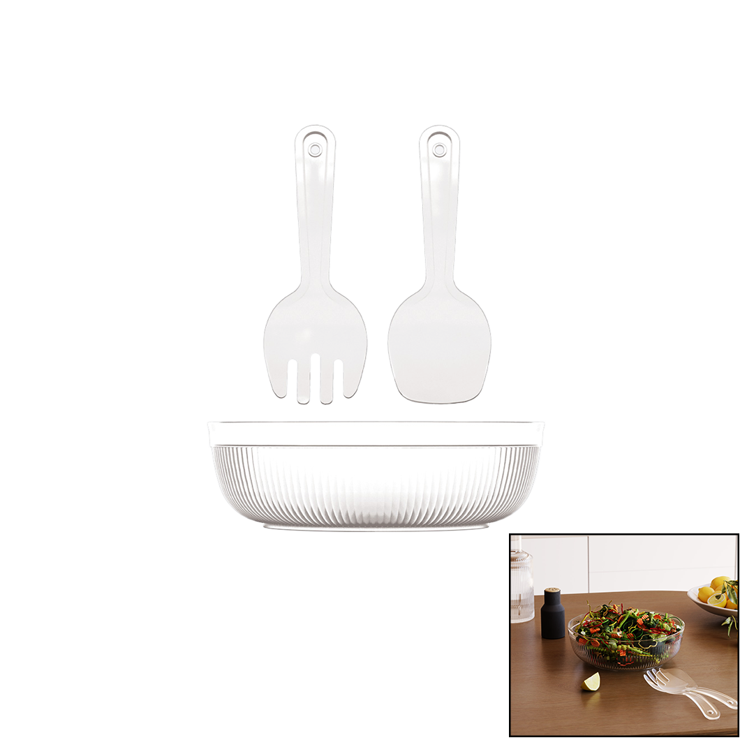 3 Parça 4000 ml Salata Seti - Mika & Kristal Plastik