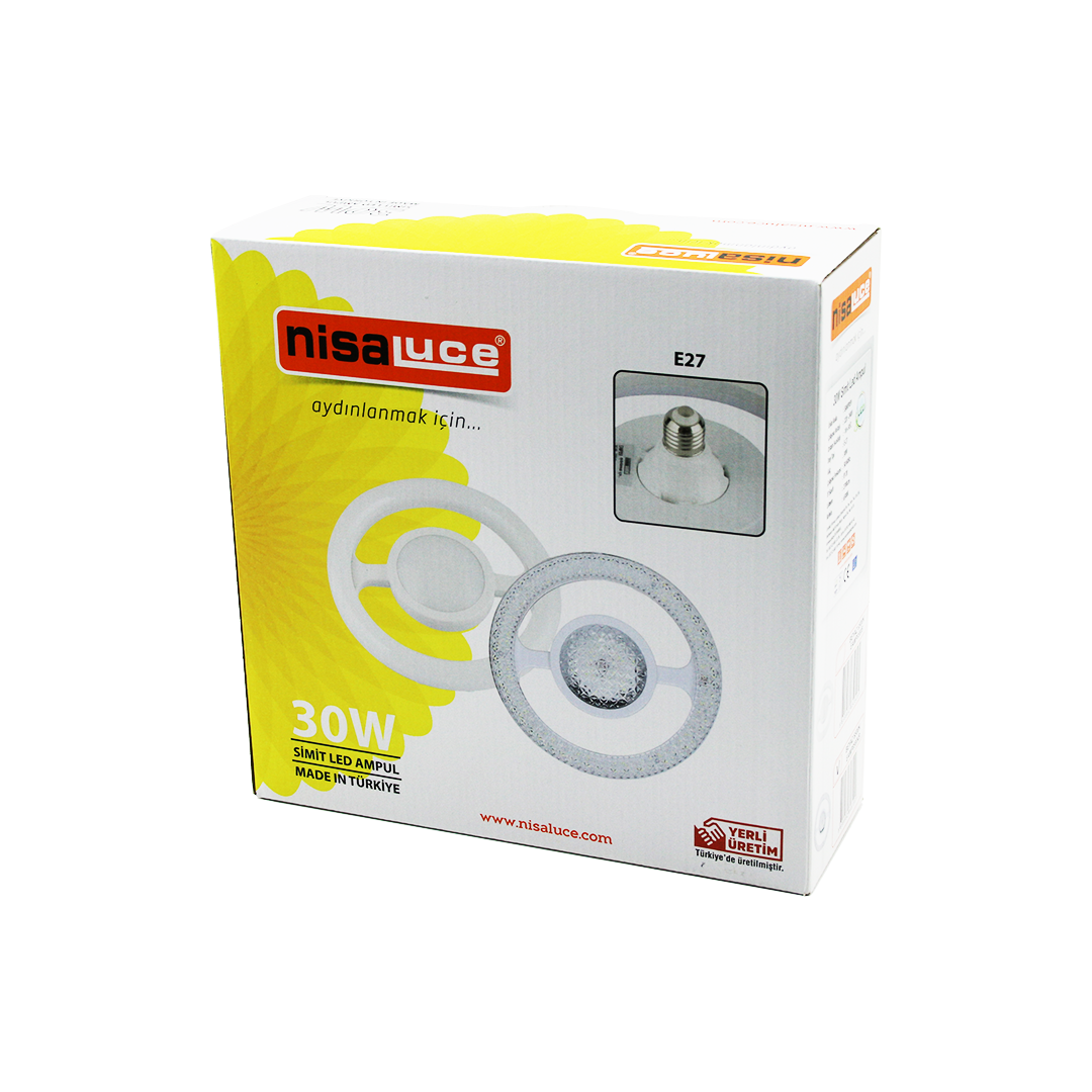 30W E27 LED Ampul 6500K 2700 Lumen Simit Model (Mika Kristal Plastik Cam)