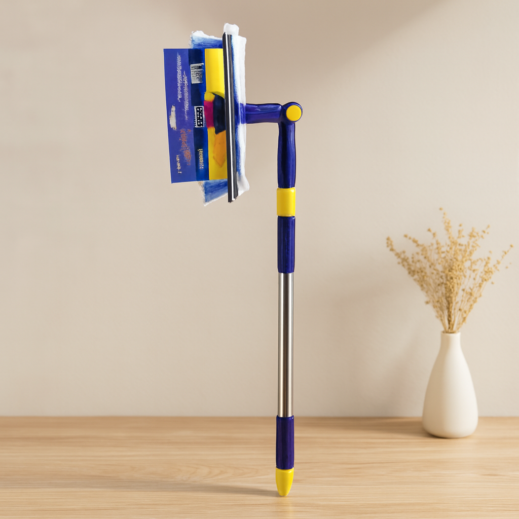 360° Başlıklı Uzayan Saplı 2'li Cam Sil ve Mikrofiber Mop 24.5 cm (85-133 cm)