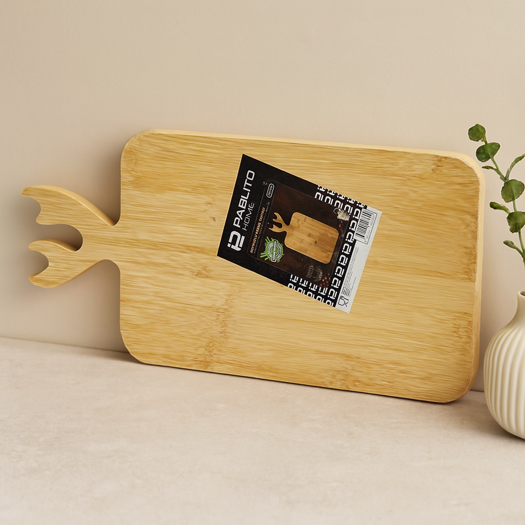 Ahşap Bambu Kesim Panosu 22x36 cm (Geyik Boynuz Saplı)