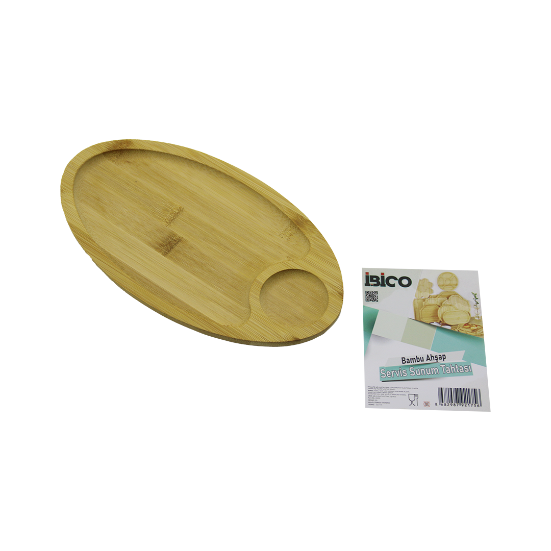 Bambu Oval 2 Bölmeli Mini Servis Tepsisi 25x14x1.4 cm