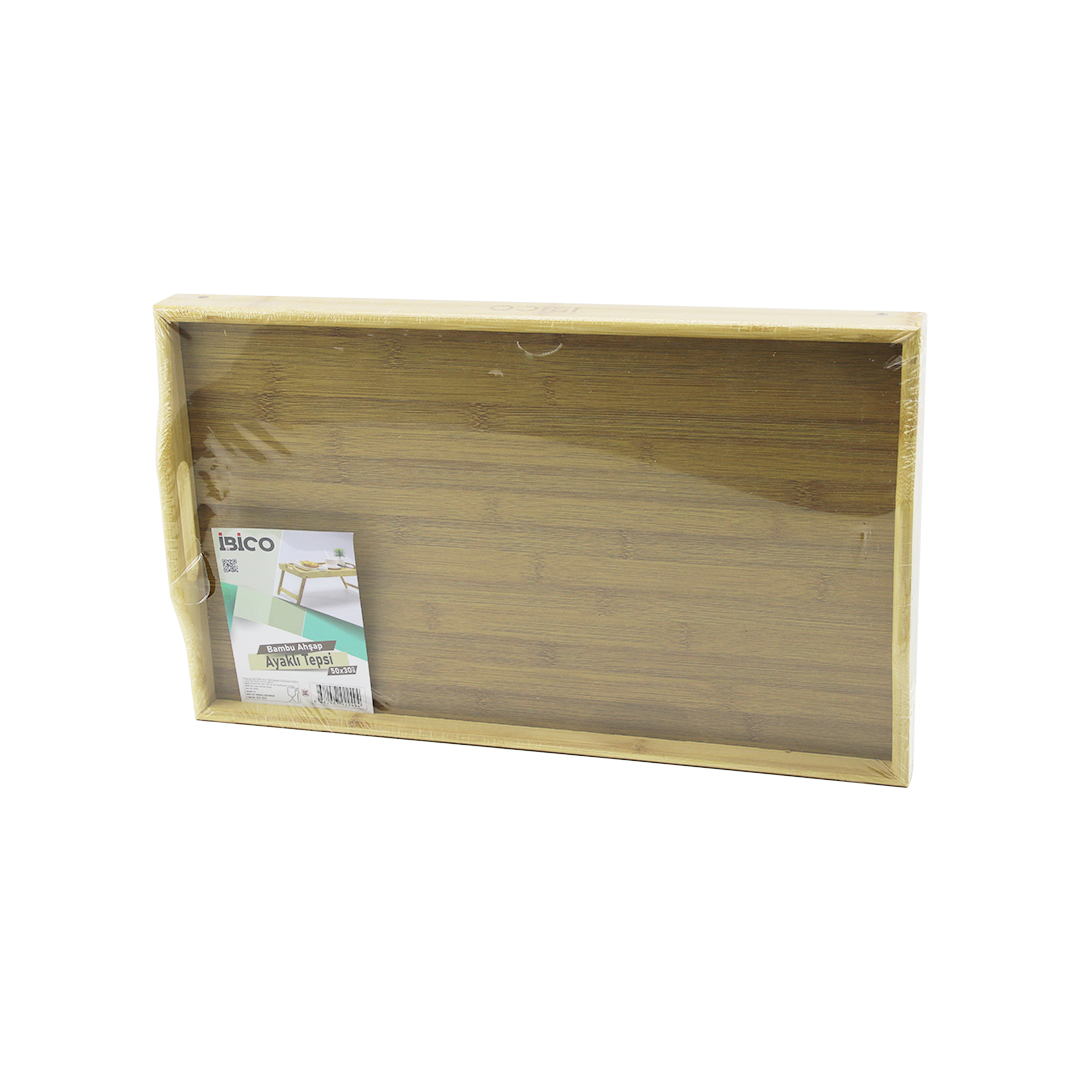 Bambu Dikdörtgen Sunum Tepsisi 50x30 cm Ayaklı