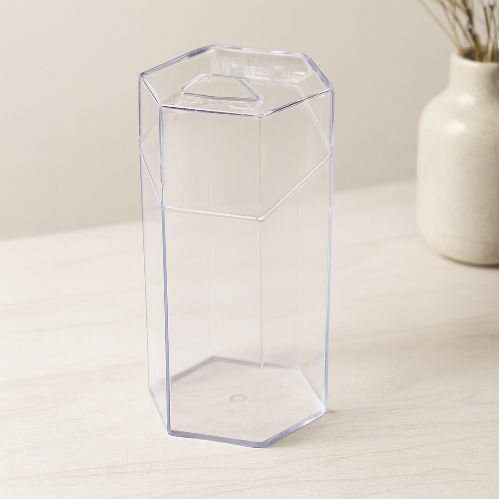 Kapaklı Makyaj Fırça Organizeri (6 Bölmeli) Mika Kristal Plastik 10x8.9x20 cm