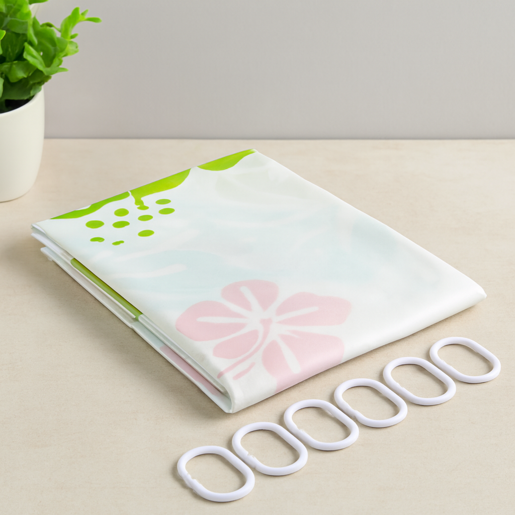 PVC Banyo Duş Perdesi 90x180 cm - 2'li, 12 Halka