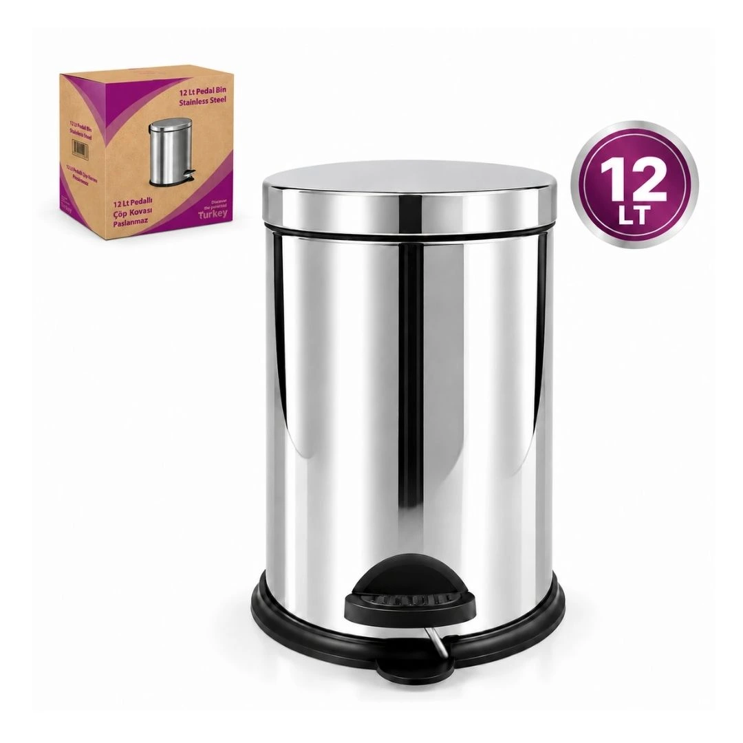 12 L Metal Pedallı Çöp Kovası