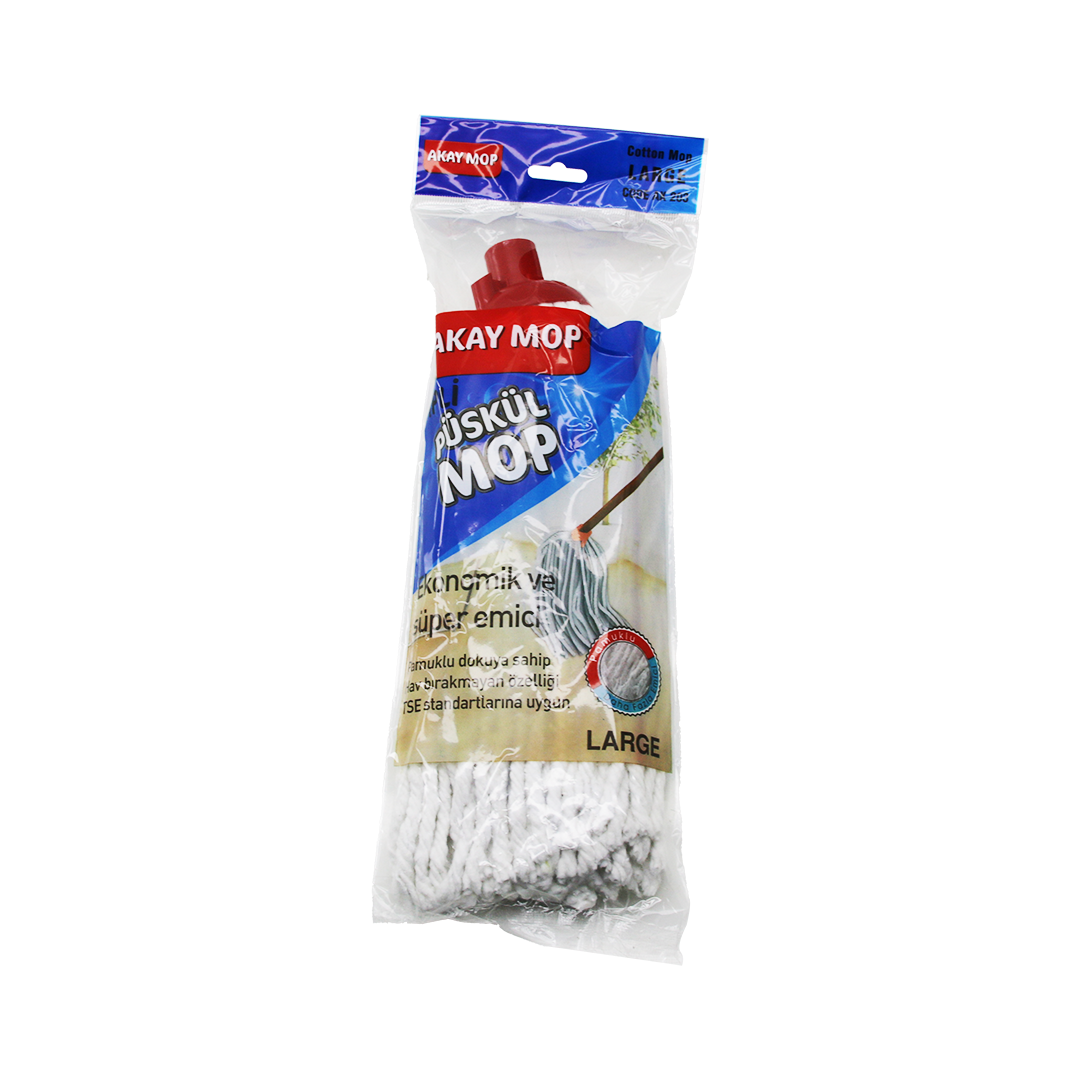 Pamuklu Püsküllü Mop Başlığı 23cm Orta-Large (Klasik Sap) 50'li