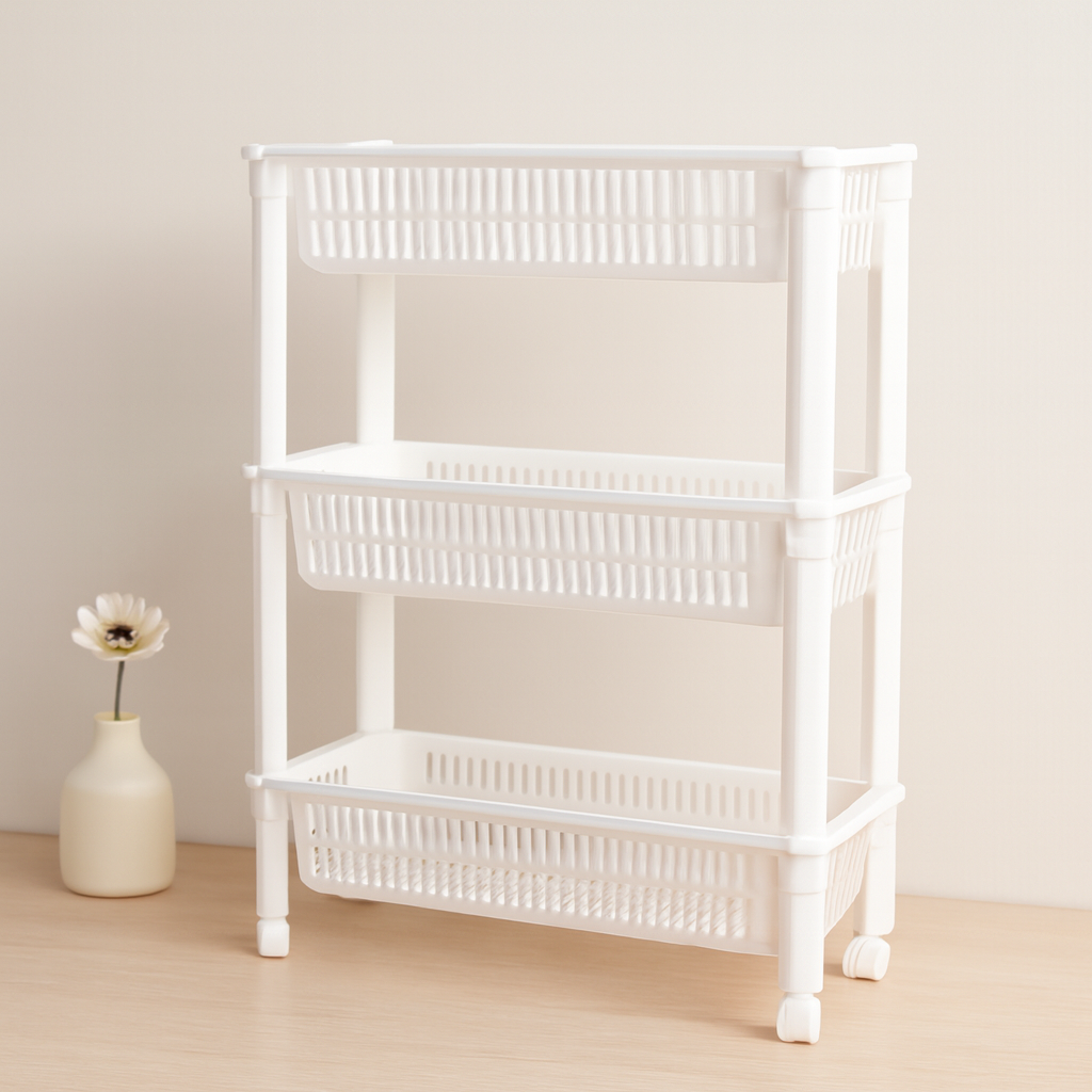 3 Katlı Tekerlekli Sepet Organizer - Raf Düzenleyici