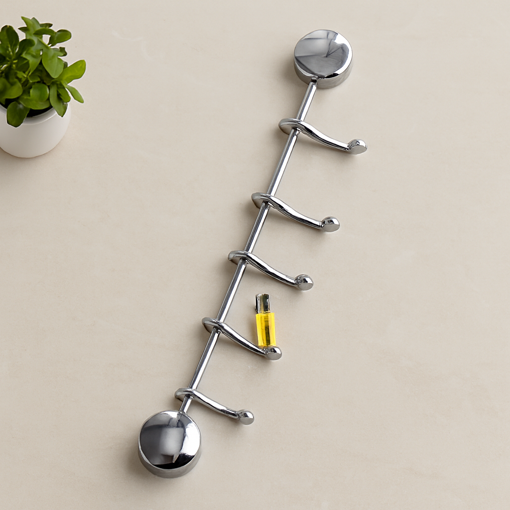 Krom 6 Kollu Banyo Askısı - Vidalı Montaj