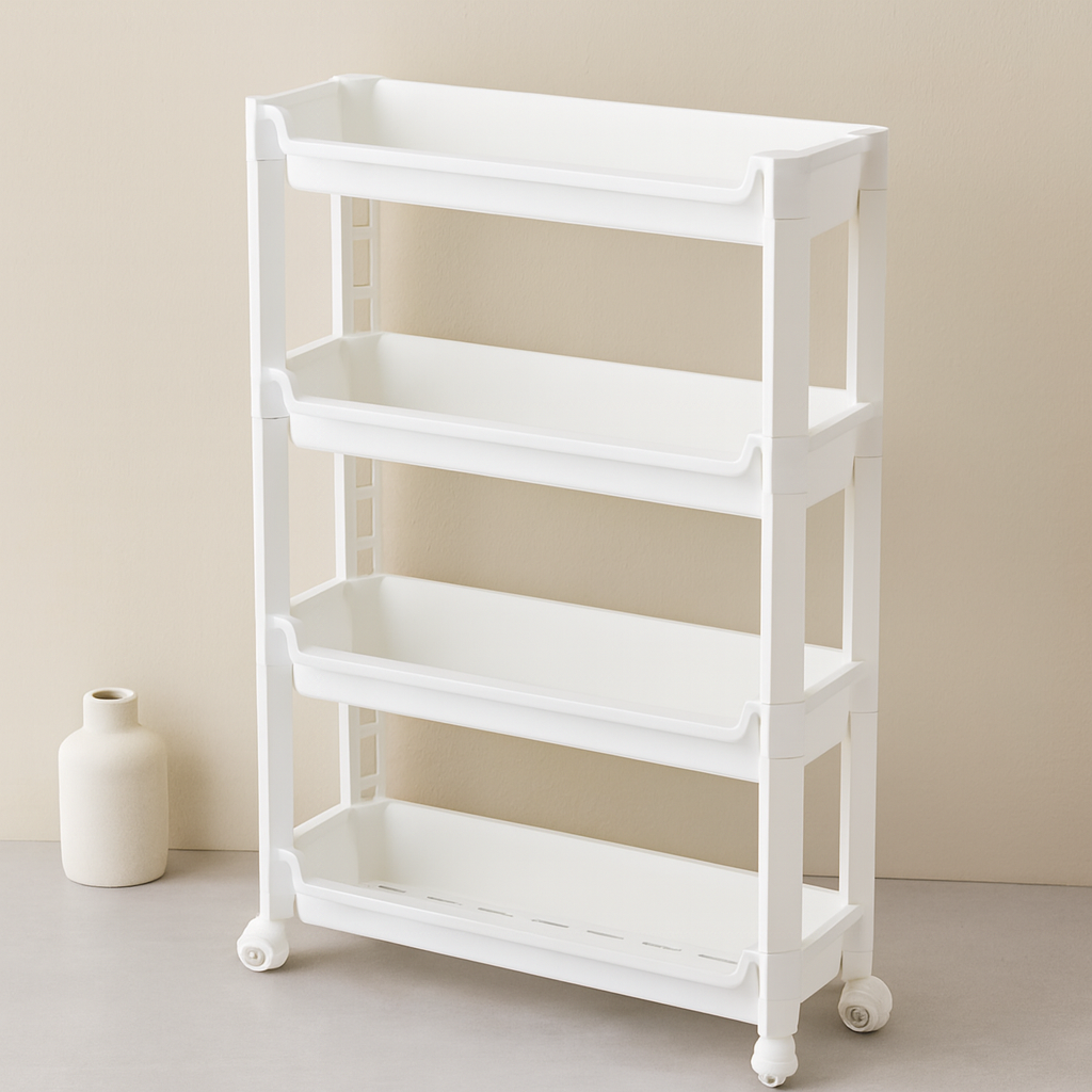 4 Katlı Tekerlekli Sepet Organizer Raf 465x145x670mm