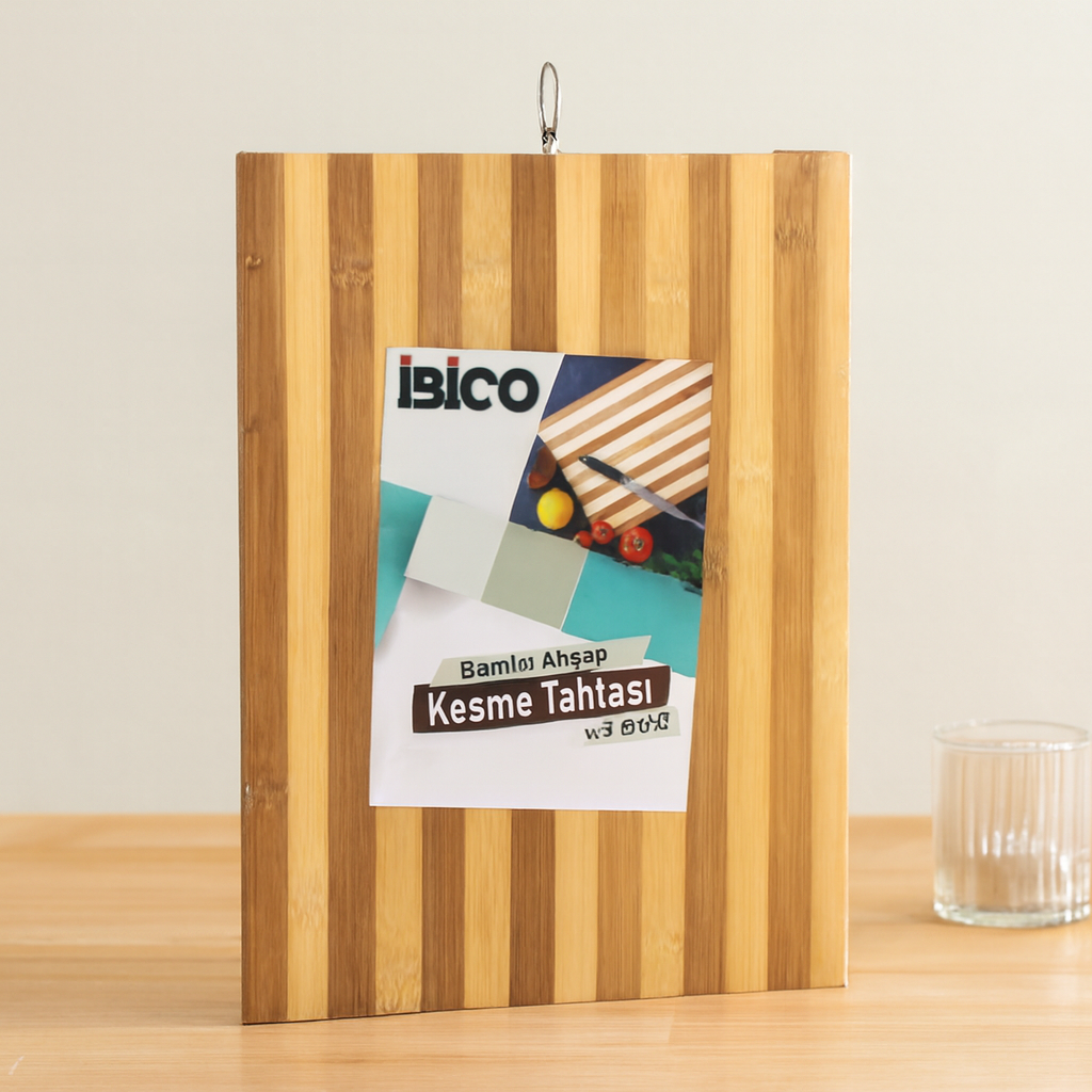 Bambu Kesme Tahtası 26x36x1.2 cm Metal Kulplu
