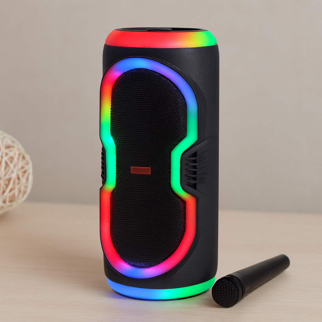 Kablosuz Karaoke Hoparlör Mikrofonlu 2x8 inç Işıklı USB/TF/AUX
