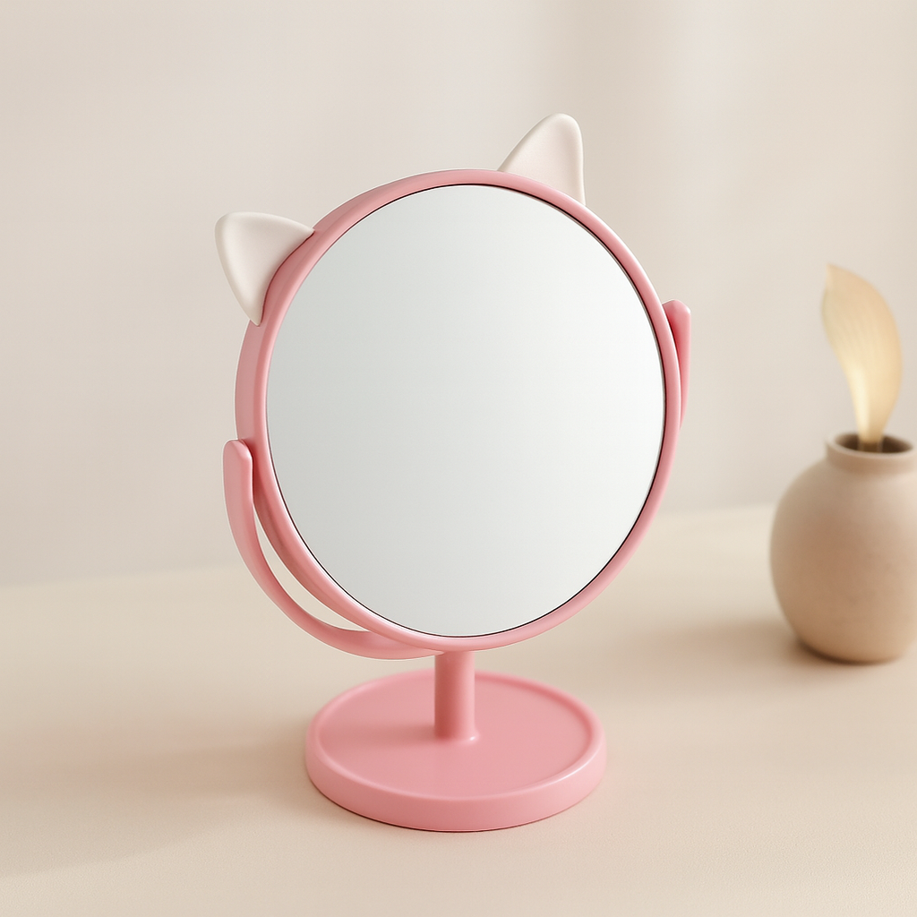 15 cm Yuvarlak Ayaklı Plastik Makyaj Aynası